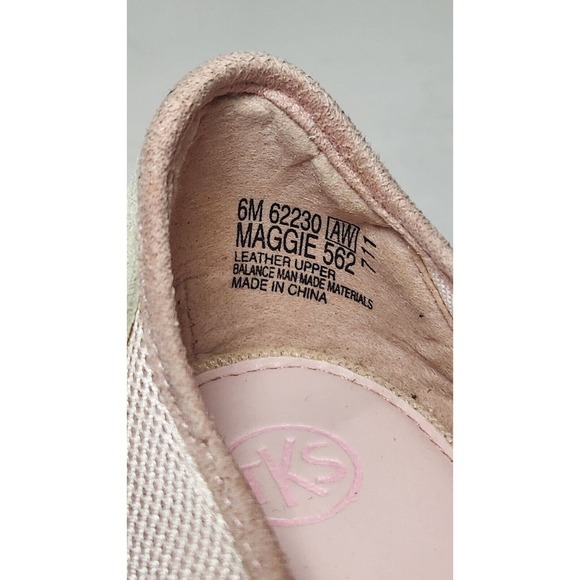EUC TKS Pink Suede Mesh Sport Casual Maggie 562 Ballerina Fats Sz 6 Girls Shoes - Picture 6 of 8